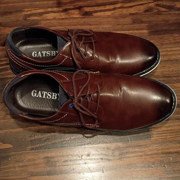 GATSBY Men's Rich Brown Leather Derbys - Picture 1 of 7